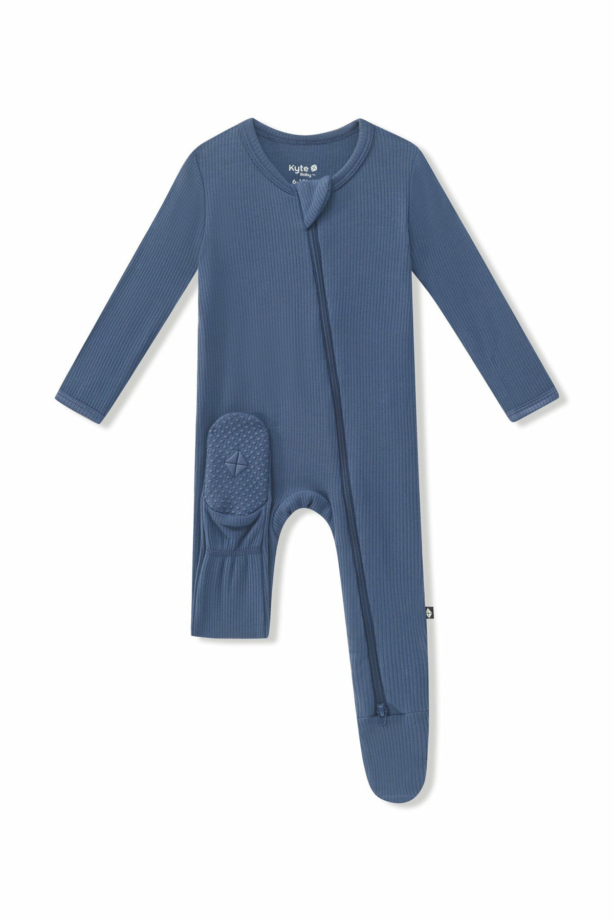 Ribbed Zipper Footie in Oxford | Kyte Baby