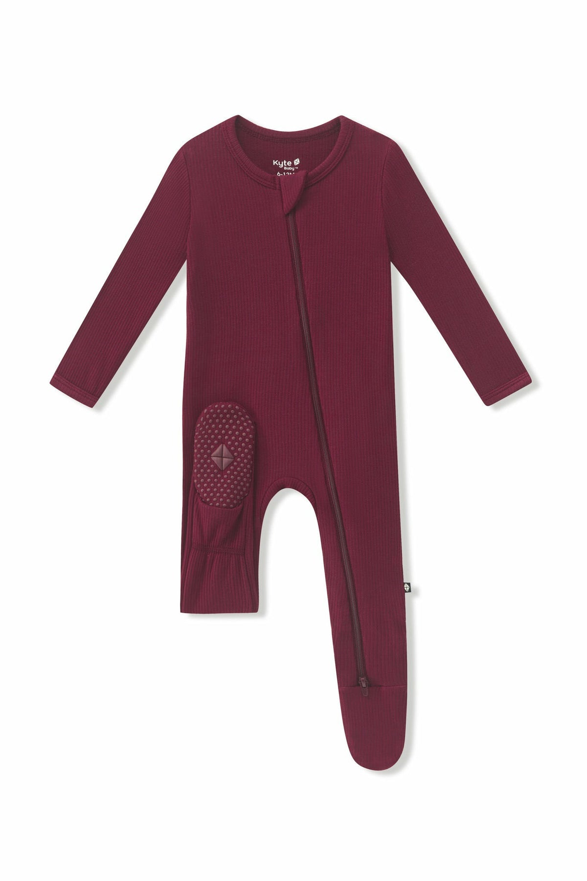Ribbed Zipper Footie in Burgundy | Kyte Baby
