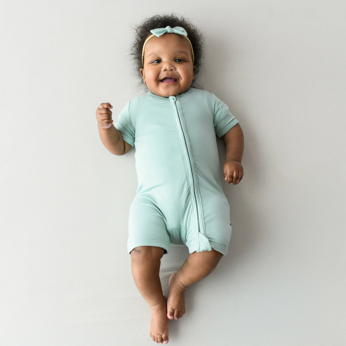 Zippered Shortall Romper Sage | Kyte Baby