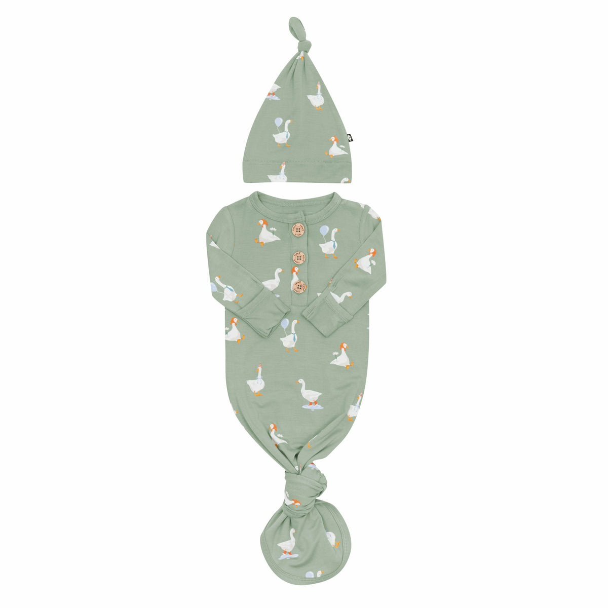 Knotted Day Gown with Hat Set in Silly Goose | Kyte Baby