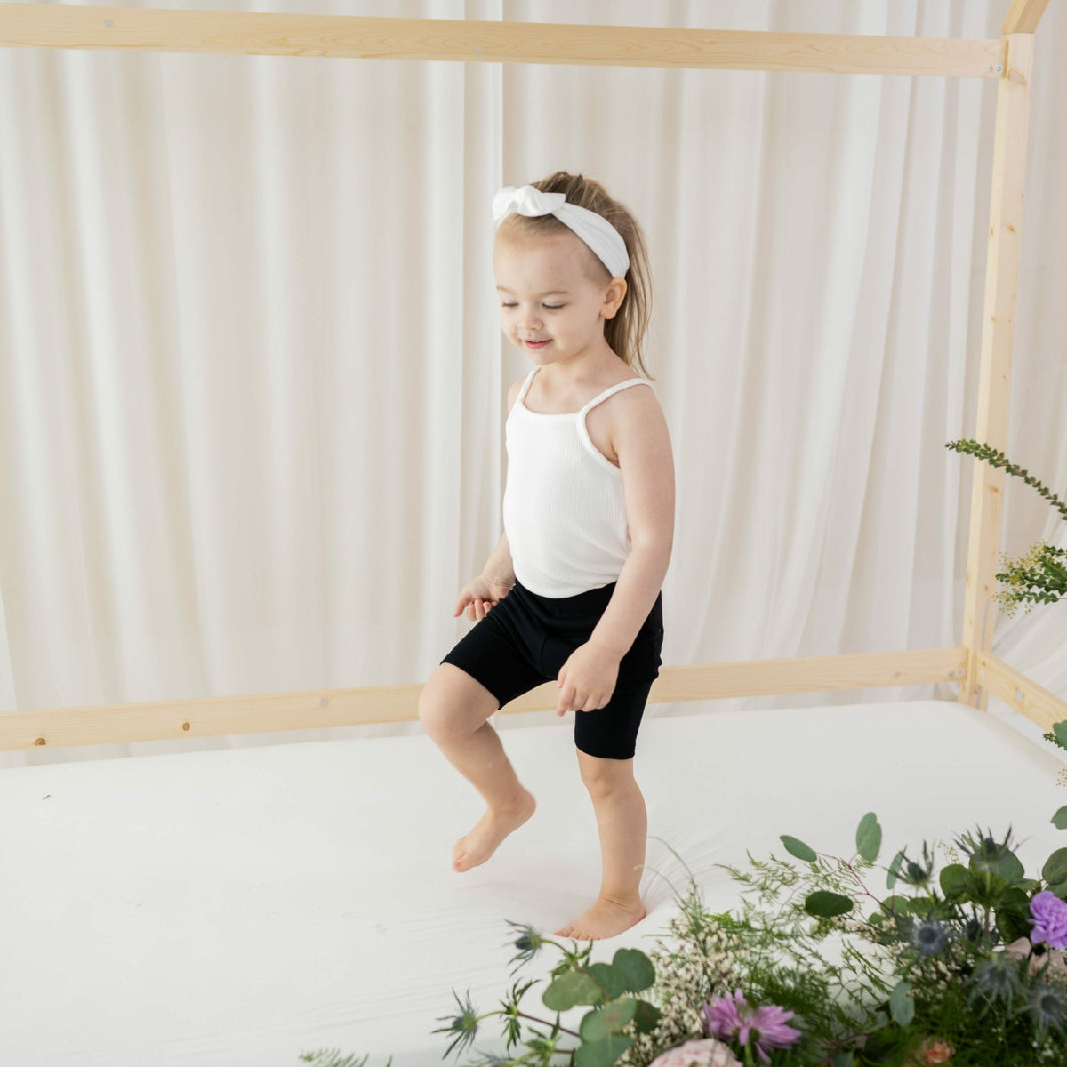 Ribbed Toddler Biker Shorts in Midnight | Kyte Baby