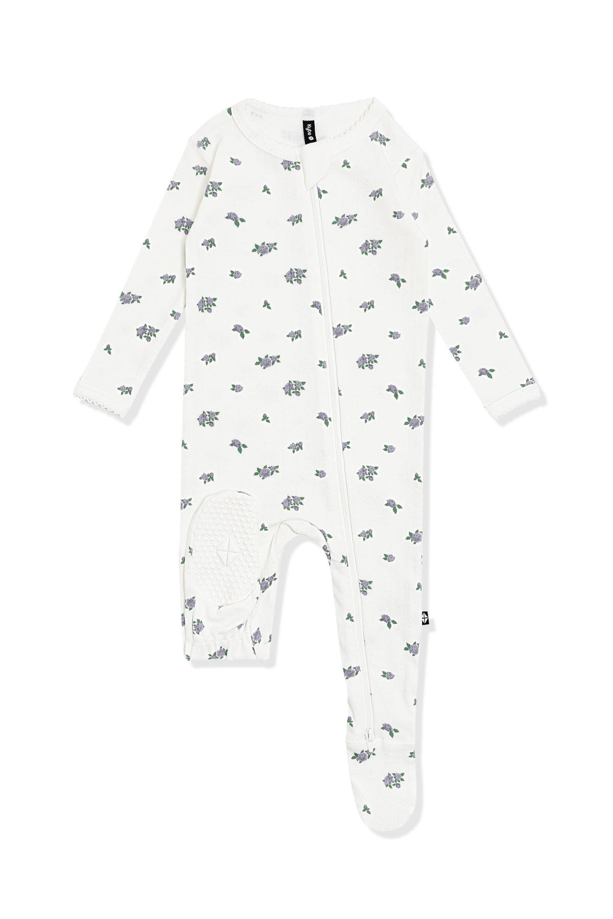 Pointelle Zippered Footie in Spray Rose | Kyte Baby