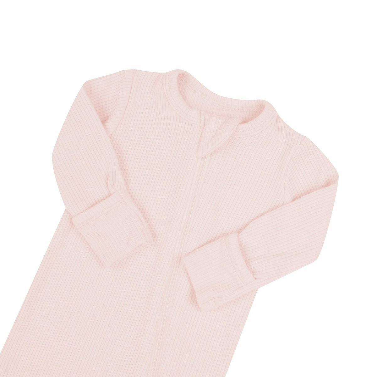 Ribbed Zipper Footie in Blush | Kyte Baby