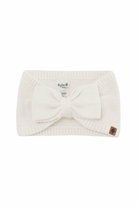 Chunky Knit Bow Headband in Oat | Kyte Baby