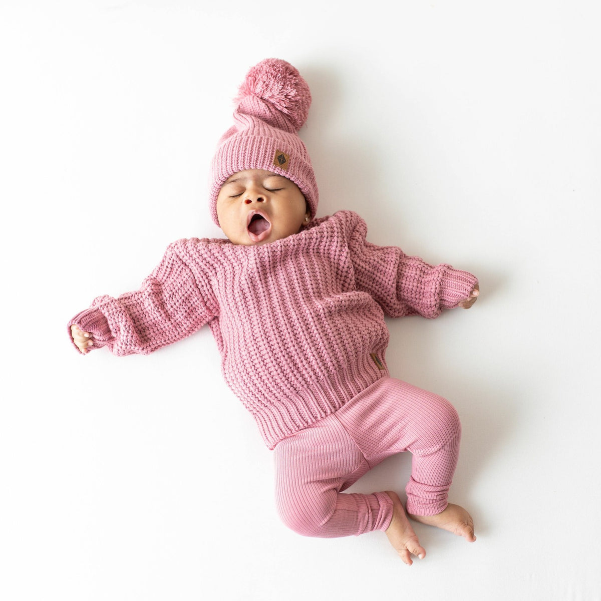 Chunky Knit Pom Beanie in Apple Blossom | Kyte Baby