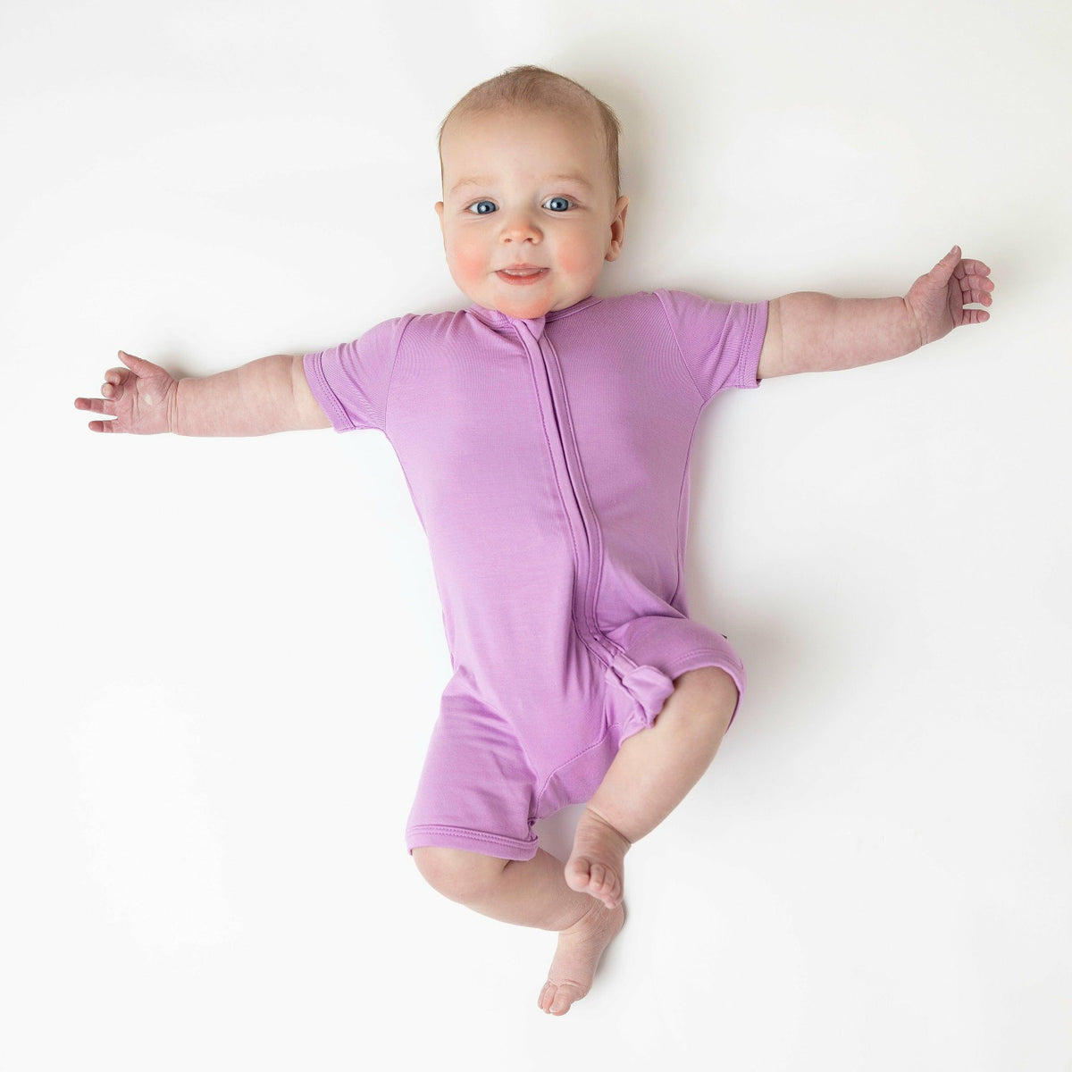 Zippered Shortall Romper in Poi | Kyte Baby