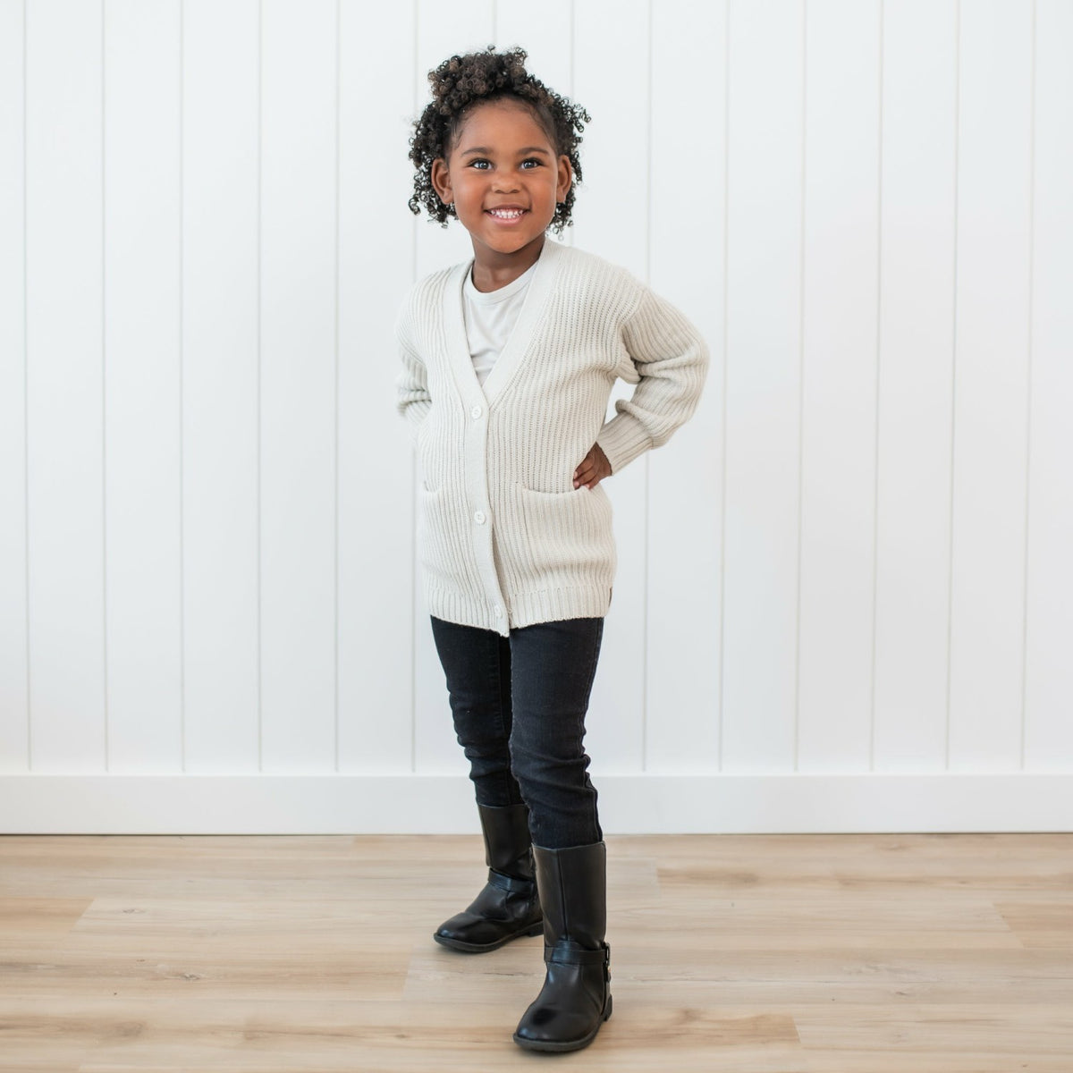 Chunky Knit Oversized Cardigan in Oat | Kyte Baby