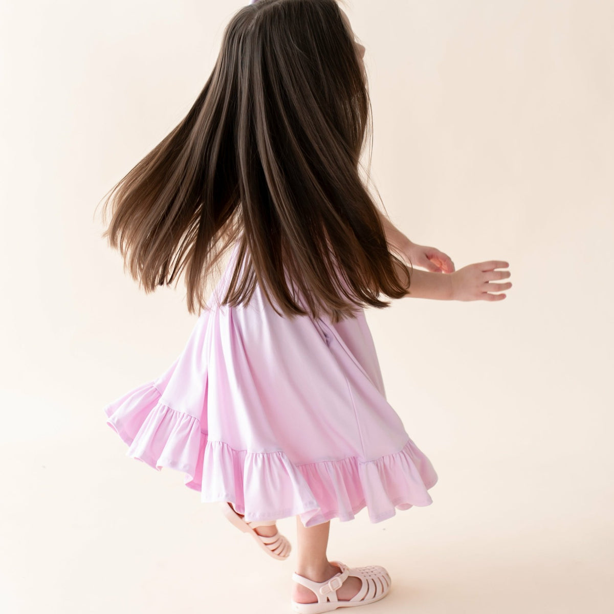 Puff Sleeve Twirl Dress in Thistle | Kyte Baby