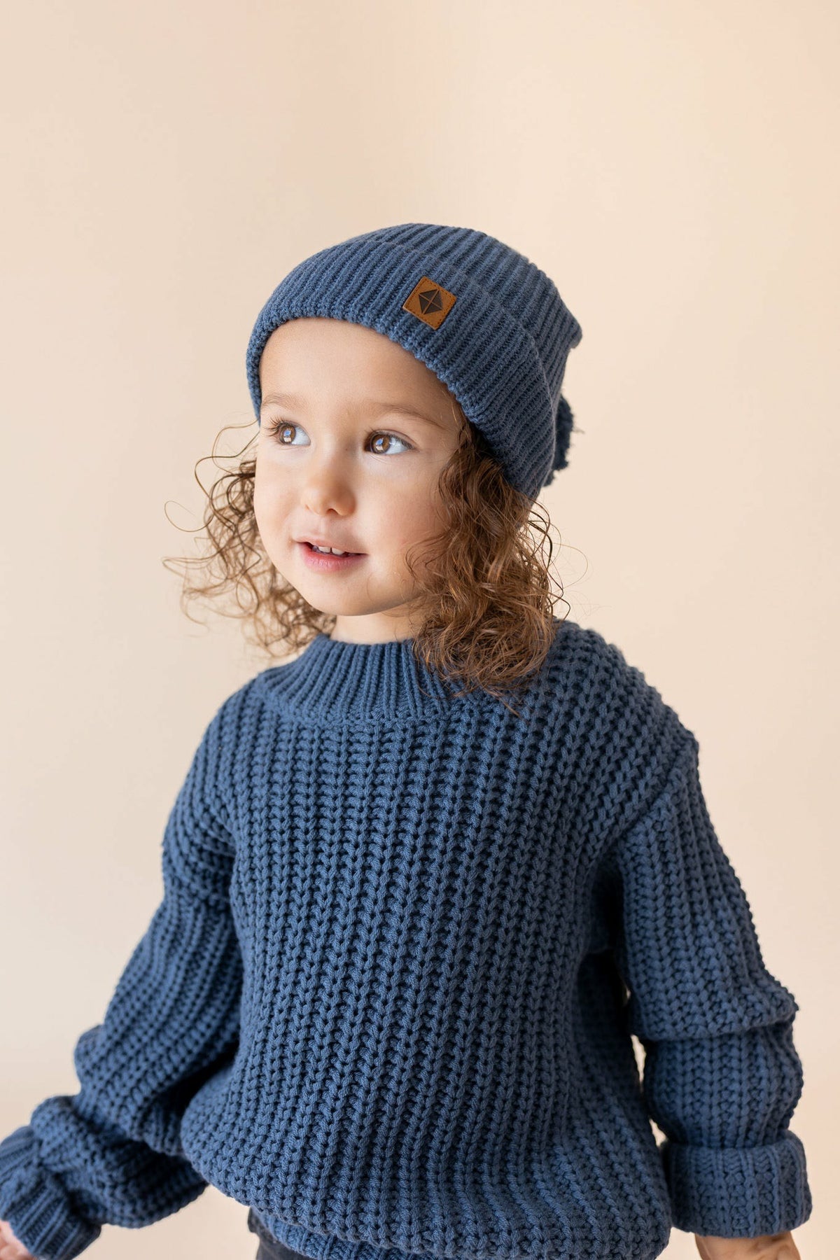 Chunky Knit Pom Beanie in Oxford | Kyte Baby