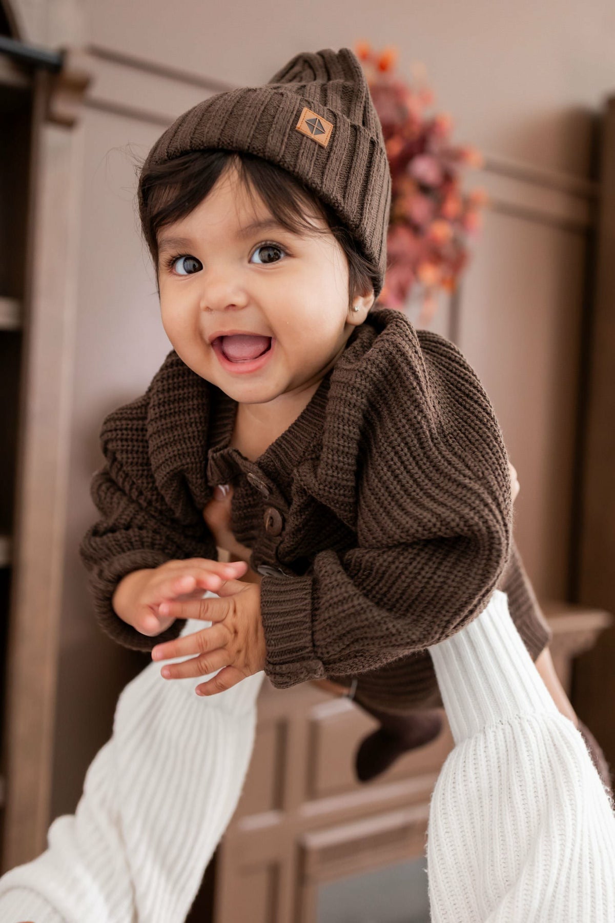 Chunky Knit Ribbed Beanie in Espresso | Kyte Baby
