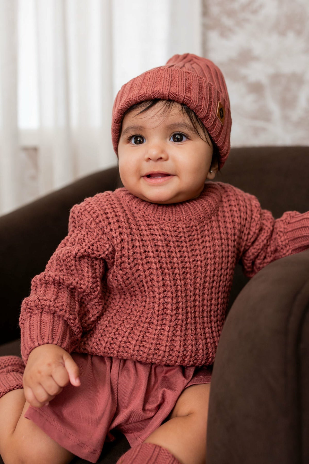 Chunky Knit Sweater in Ember | Kyte Baby