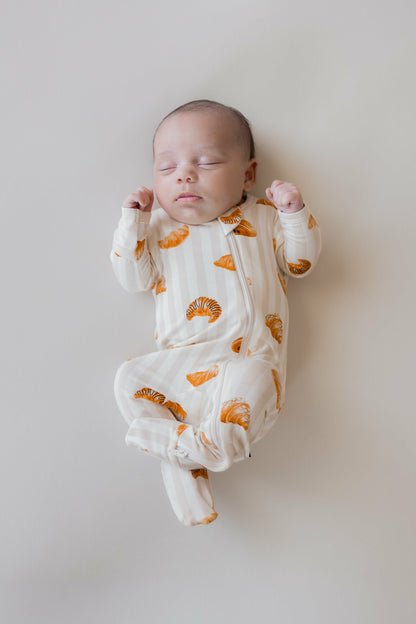 Zippered Footie in Croissant | Kyte Baby