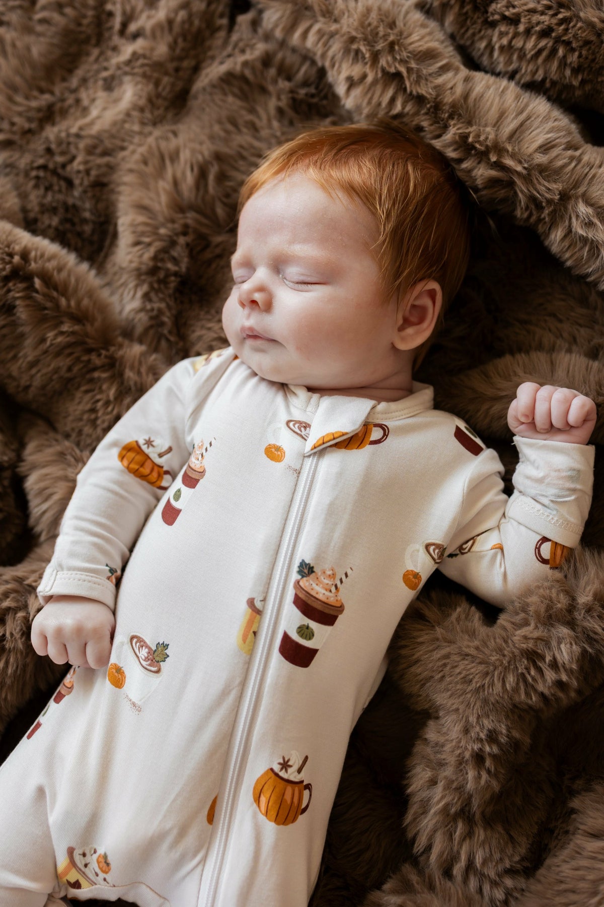 Zippered Footie in Pumpkin Spice Latte | Kyte Baby