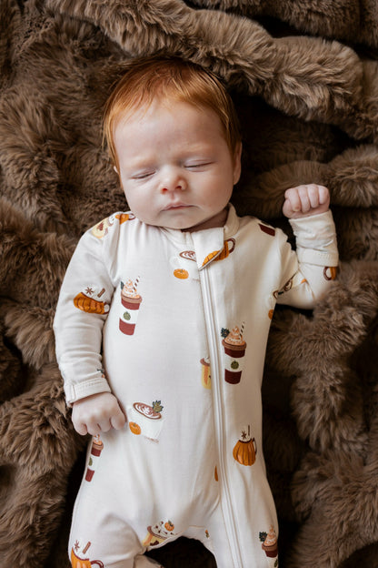Zippered Footie in Pumpkin Spice Latte | Kyte Baby