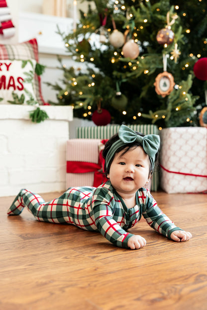 Zippered Footie in Holiday Plaid | Kyte Baby