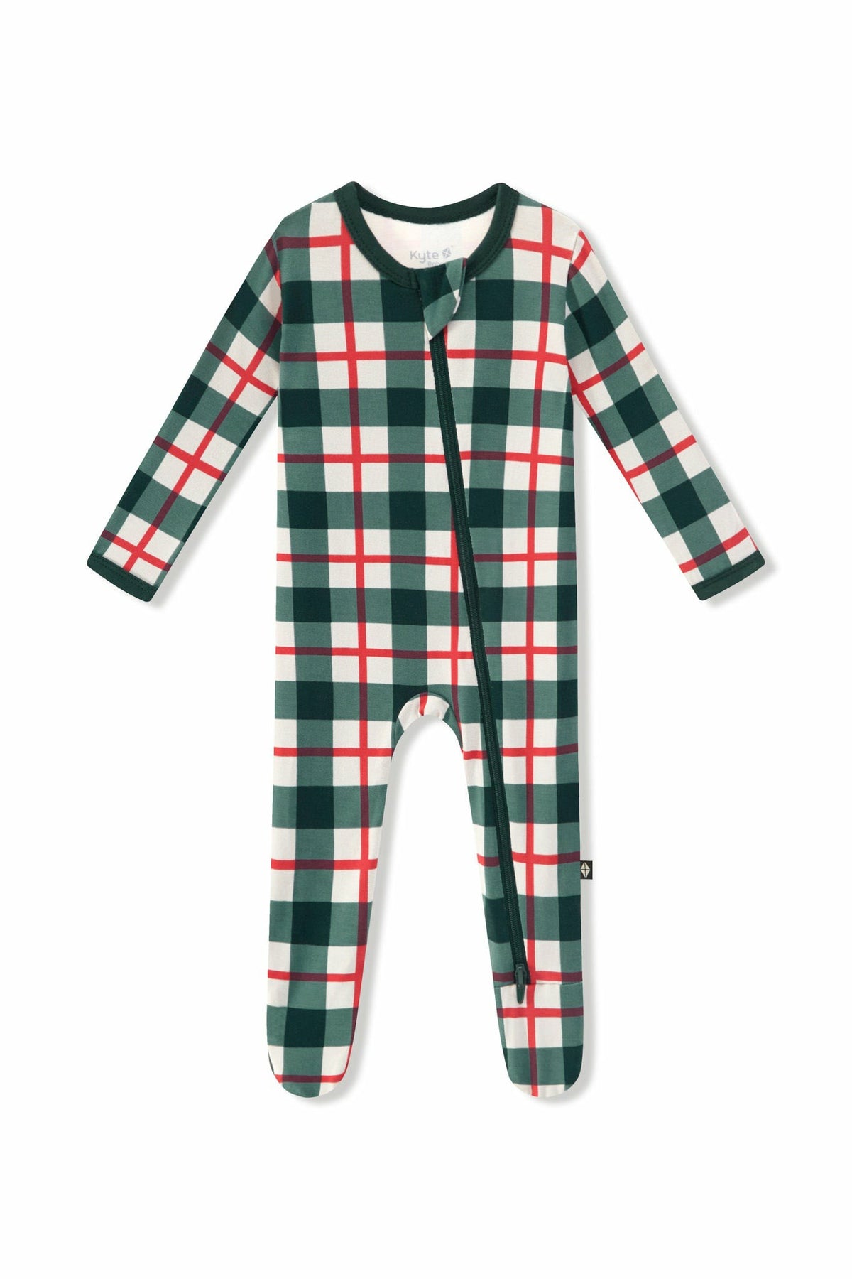 Zippered Footie in Holiday Plaid | Kyte Baby