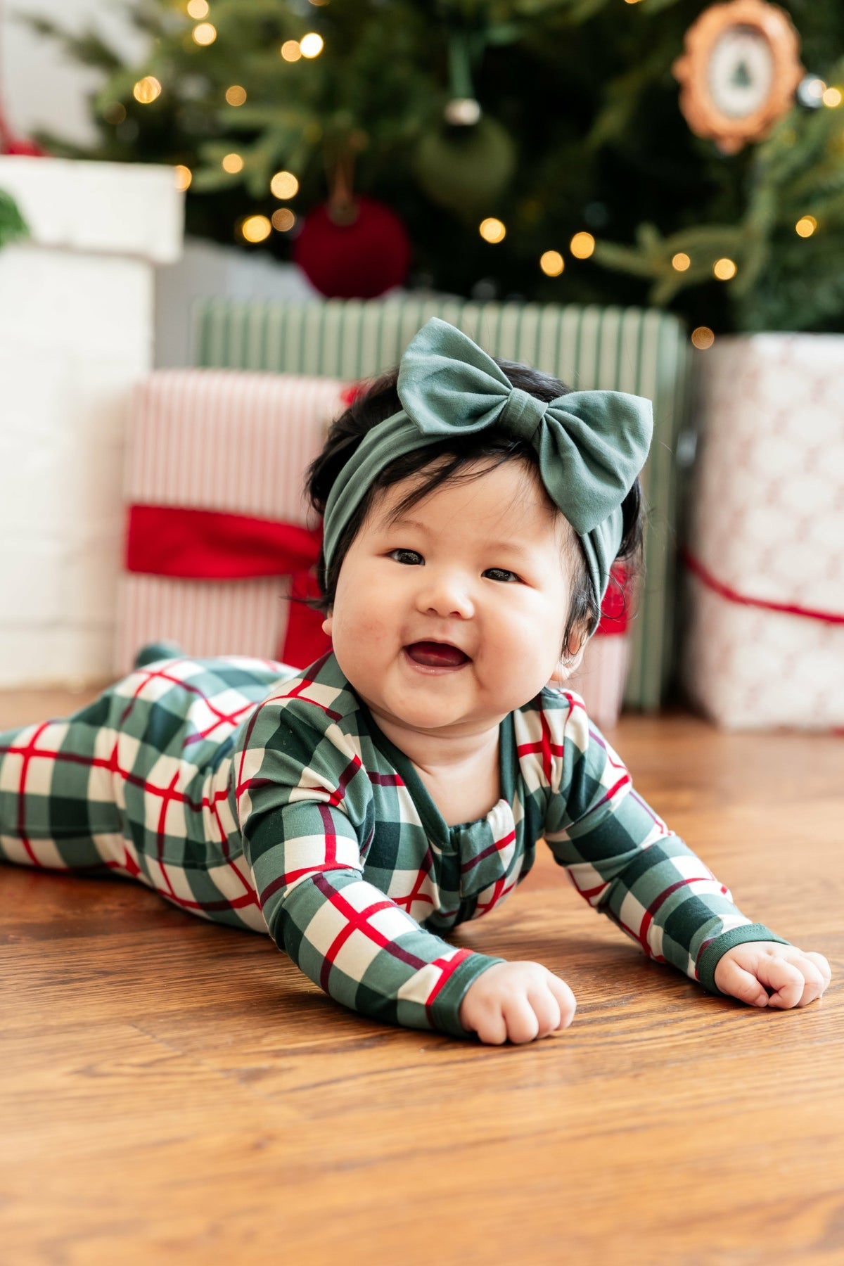 Zippered Footie in Holiday Plaid | Kyte Baby