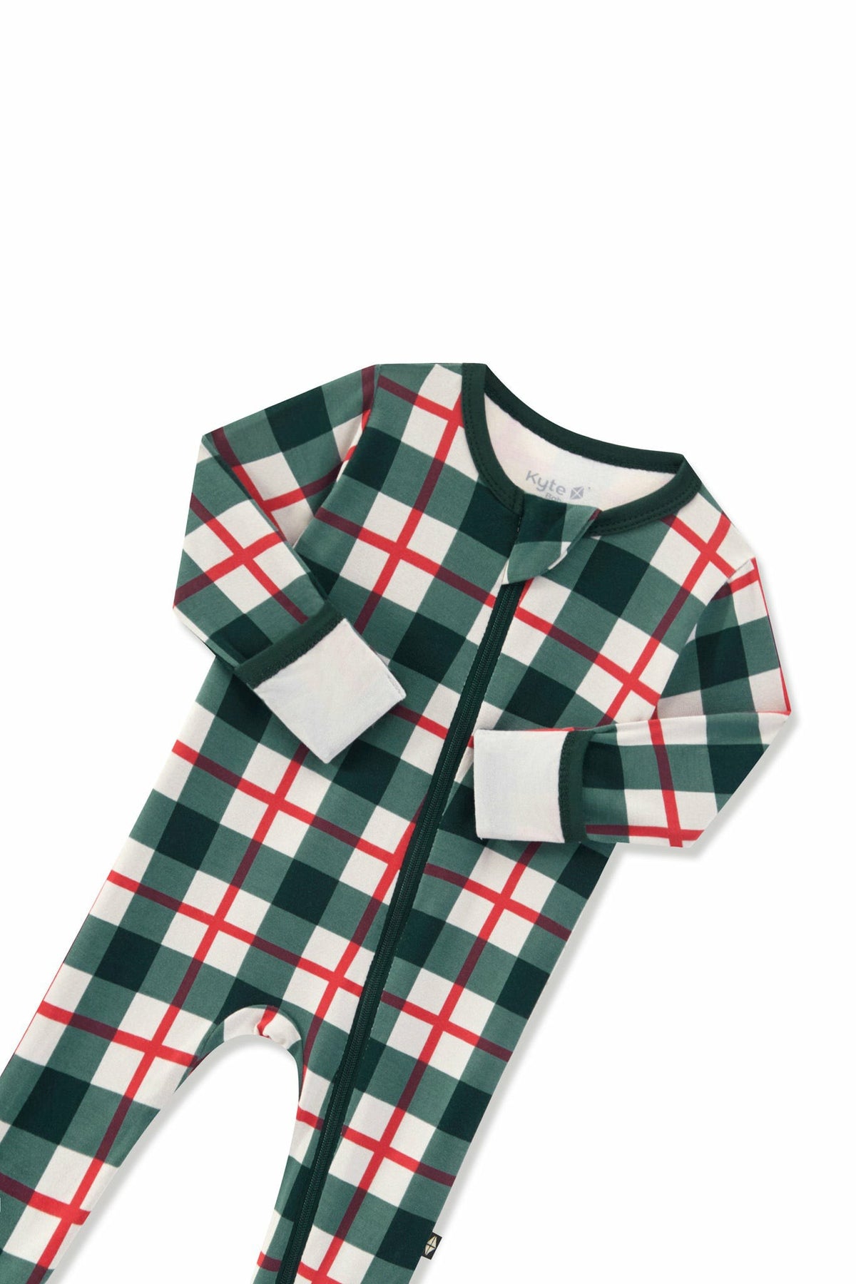 Zippered Footie in Holiday Plaid | Kyte Baby