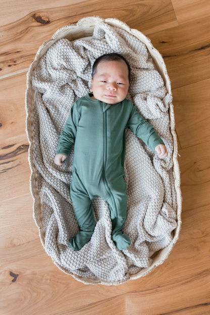 Zippered Footie in Pine | Kyte Baby