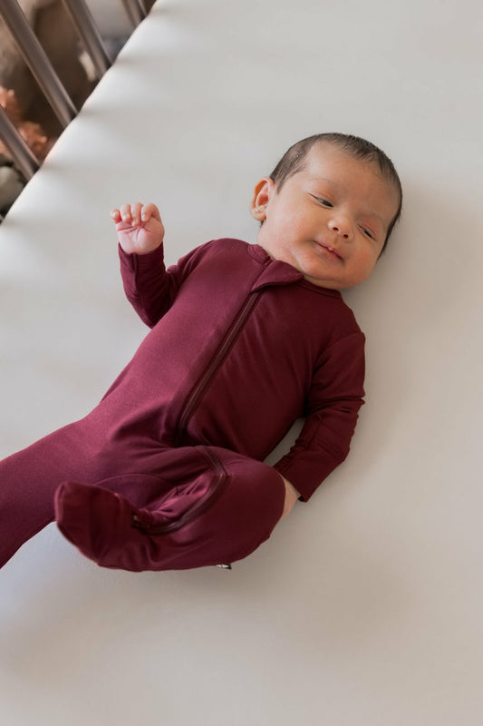 Zippered Footie in Burgundy | Kyte Baby