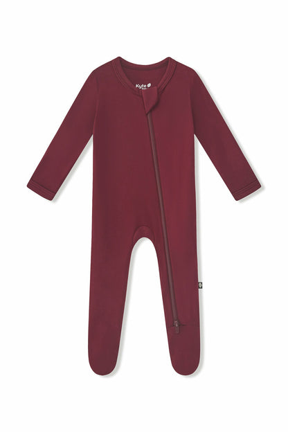 Zippered Footie in Burgundy | Kyte Baby