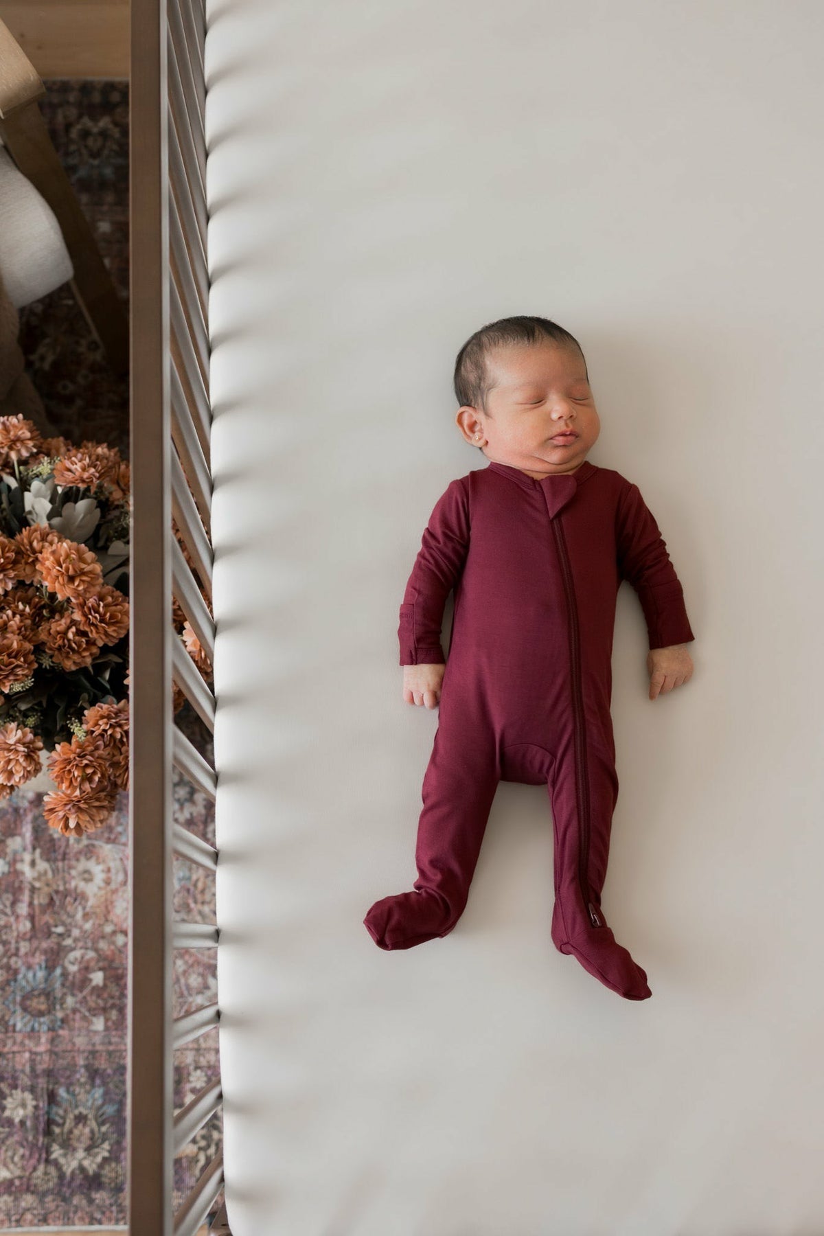 Zippered Footie in Burgundy | Kyte Baby