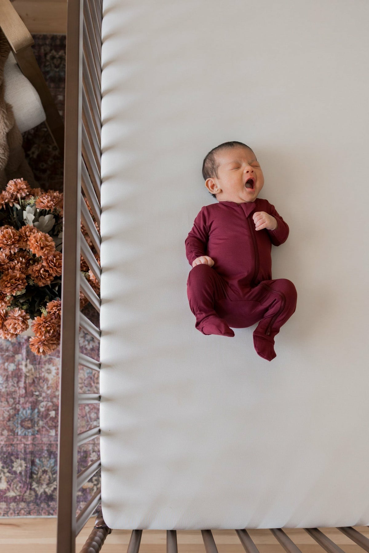 Zippered Footie in Burgundy | Kyte Baby