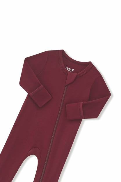 Zippered Footie in Burgundy | Kyte Baby