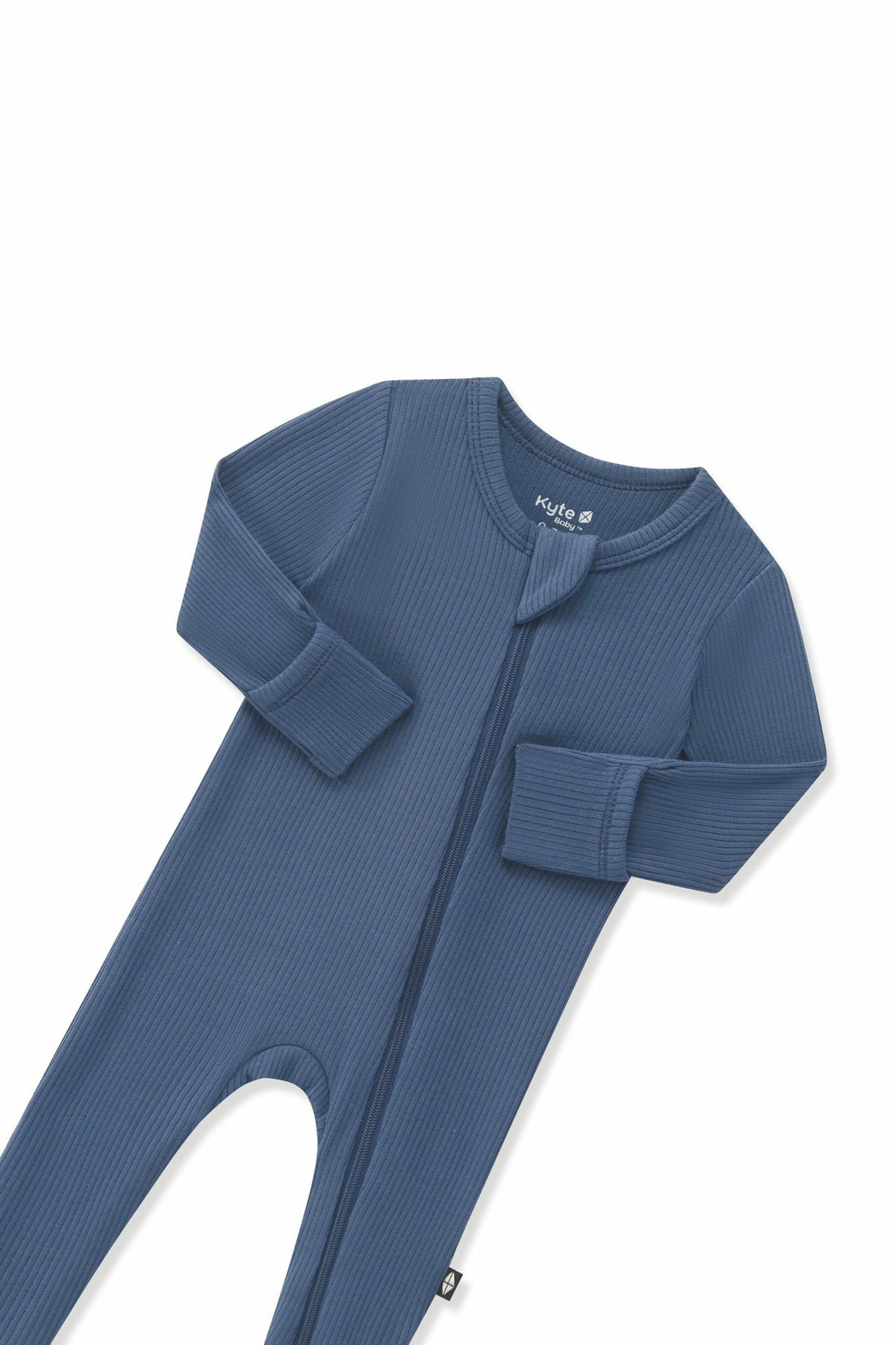 Ribbed Zipper Footie in Oxford | Kyte Baby