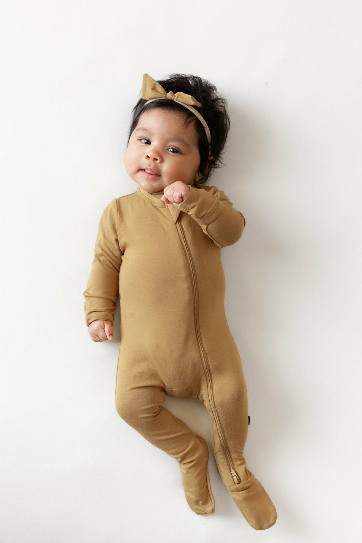 Zippered Footie in Ochre | Kyte Baby