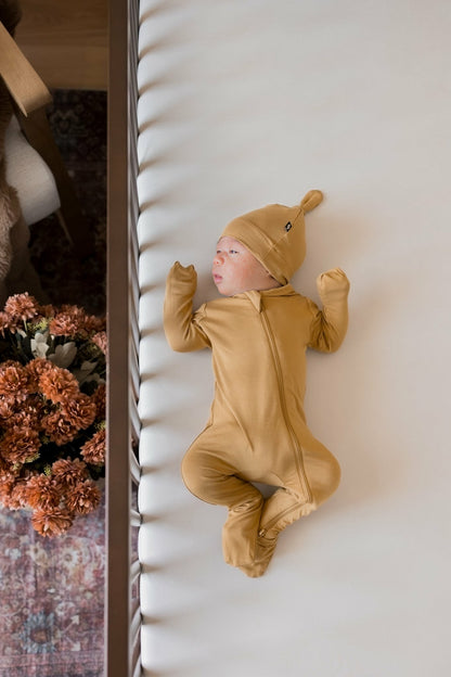 Zippered Footie in Ochre | Kyte Baby