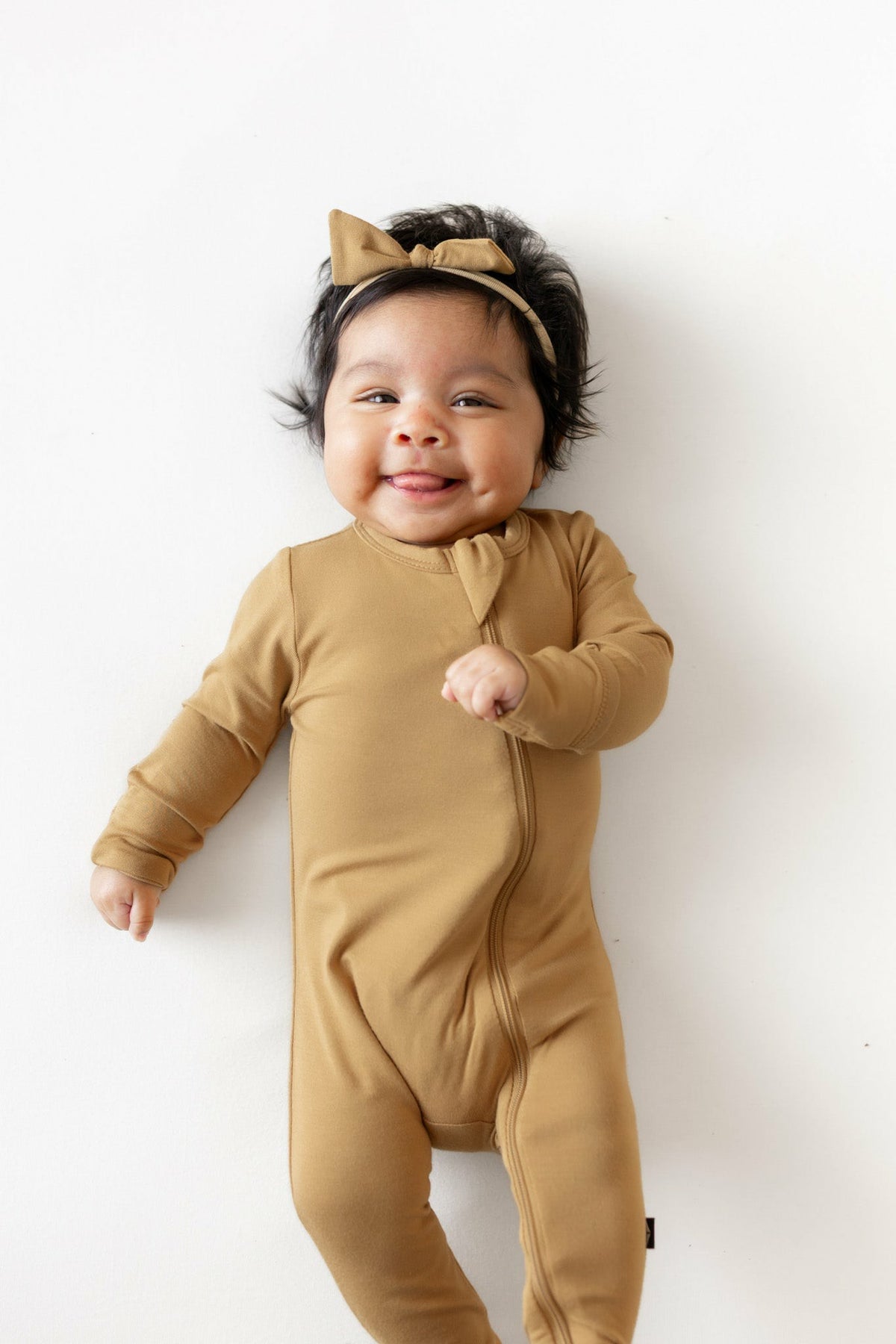 Zippered Footie in Ochre | Kyte Baby