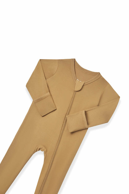 Zippered Footie in Ochre | Kyte Baby