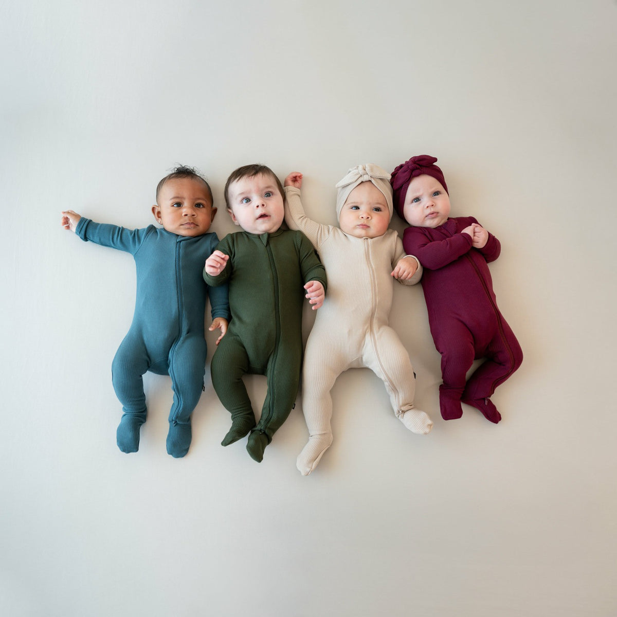 Ribbed Zipper Footie in Burgundy | Kyte Baby