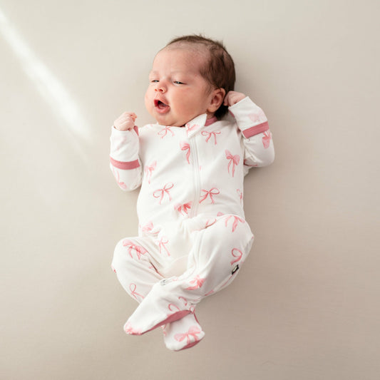 Zippered Footie in Bow | Kyte Baby