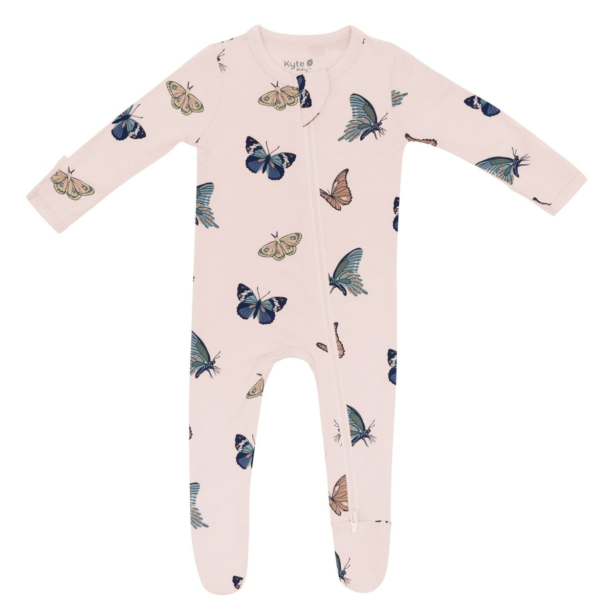 Zippered Footie in Blush Butterfly | Kyte Baby