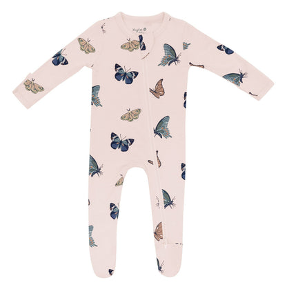 Zippered Footie in Blush Butterfly | Kyte Baby