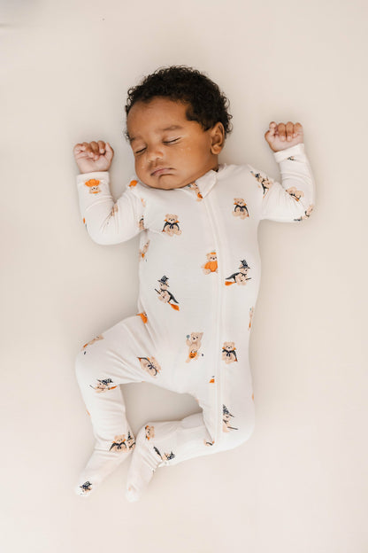 Zippered Footie in Halloween Teddy | Kyte Baby