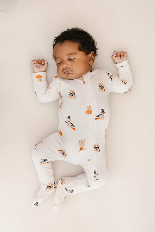 Zippered Footie in Halloween Teddy | Kyte Baby