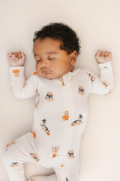 Zippered Footie in Halloween Teddy | Kyte Baby