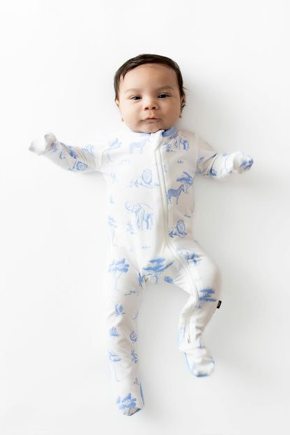 Zippered Footie in Toile Safari | Kyte Baby
