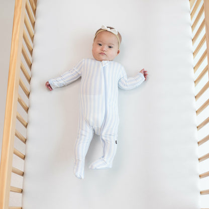 Zippered Footie in Small Mist Stripe | Kyte Baby