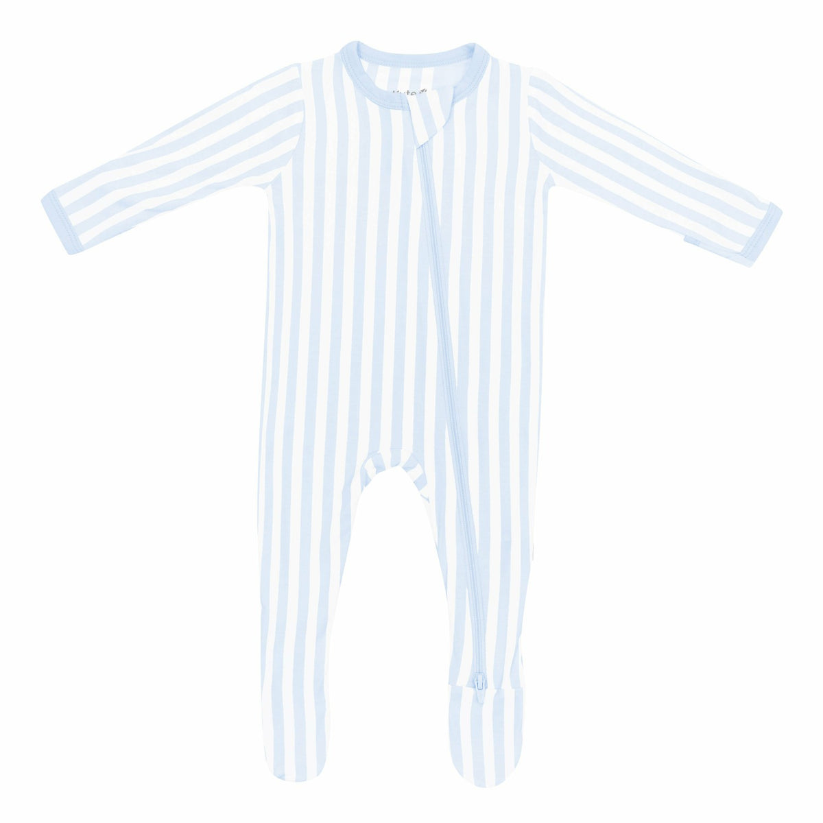 Zippered Footie in Small Mist Stripe | Kyte Baby