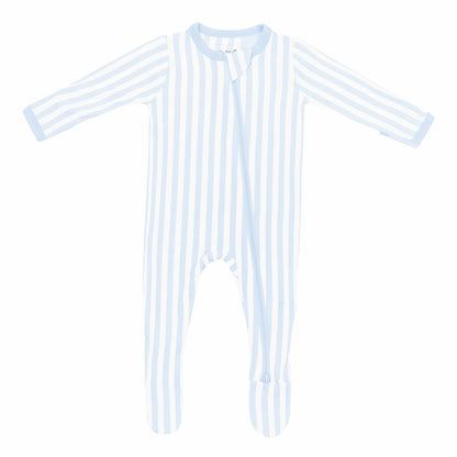 Zippered Footie in Small Mist Stripe | Kyte Baby