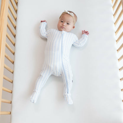 Zippered Footie in Small Mist Stripe | Kyte Baby