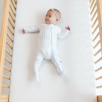 Zippered Footie in Small Mist Stripe | Kyte Baby