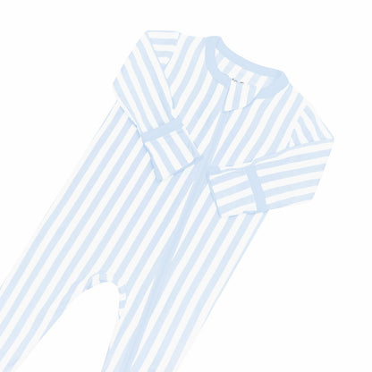 Zippered Footie in Small Mist Stripe | Kyte Baby