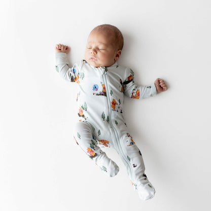 Zippered Footie in Winnie the Pooh Hundred Acre Wood | Kyte Baby