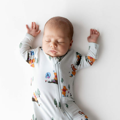 Zippered Footie in Winnie the Pooh Hundred Acre Wood | Kyte Baby