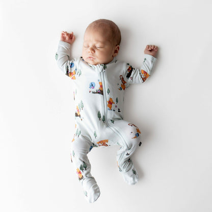 Zippered Footie in Winnie the Pooh Hundred Acre Wood | Kyte Baby